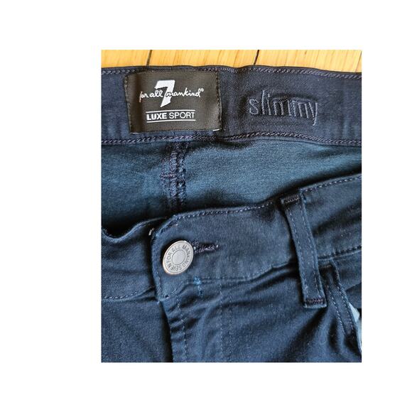 7 For All Mankind Luxe Sport Slimmy Blue Jeans , Zipper, 36x30 - Picture 3 of 8